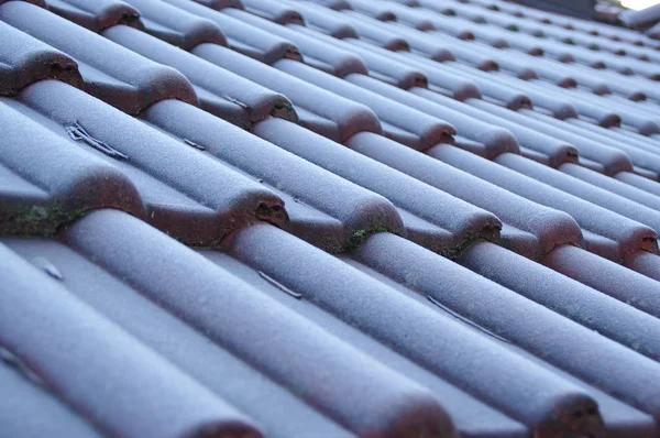 Hoarfrost çatı üzerinde — Stok fotoğraf