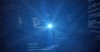 İşleme dijital yazılım kaynak kodu. Teknoloji ve bilgisayar arka plan ile döngü film.