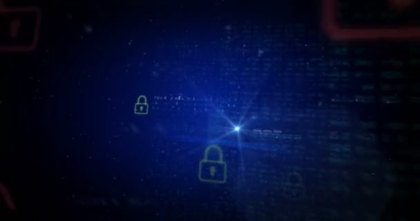 Concept d'animation en boucle pour les attaques informatiques, le vol cybernétique et la criminalité sur Internet. Contexte abstrait d'une sécurité dans le cyberespace . 