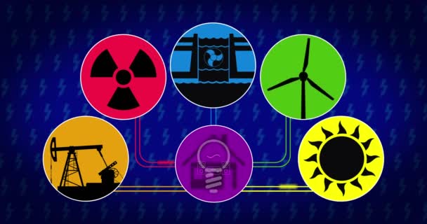 Elektrik Üretim Enerji Kaynağı Animasyon Kavramı Loopable Sorunsuz Görüntüleri Enerji — Stok video