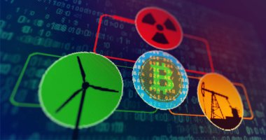Bitcoin araştırma kavramı ile enerji nükleer Rüzgar Türbini ve petrol