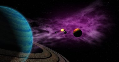 Exoplanets in foreign solar system clipart
