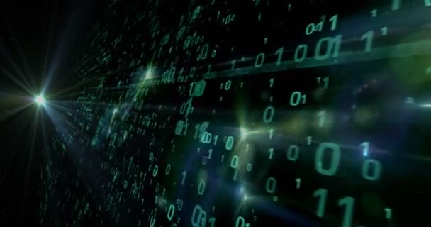 Contexte technologique numérique. Nouvelle animation en boucle transparente avec des nombres dynamiques volants et un motif de lumières .