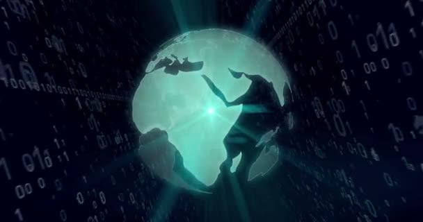 Dijital Teknoloji Dünya Kavramı Animasyon Dijital Arka Plan Üzerinde Dönen — Stok video