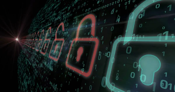 Cyber security - rött hänglås — Stockfoto