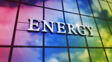 Aynalı gökyüzü çizimine sahip enerji camı gökdelen