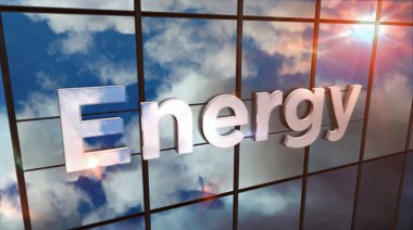 Aynalı gökyüzü çizimine sahip enerji camı gökdelen