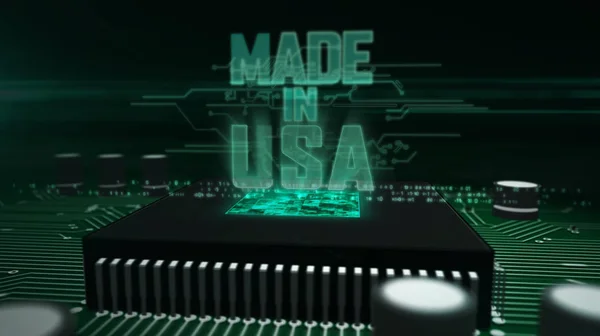 Cpu aan boord met Made in Usa hologram — Stockfoto