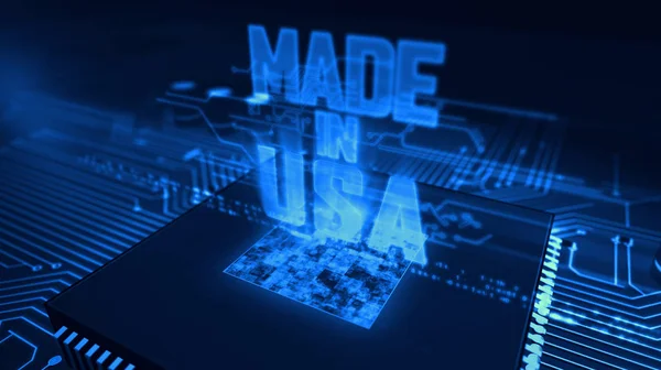 Cpu aan boord met Made in Usa hologram — Stockfoto