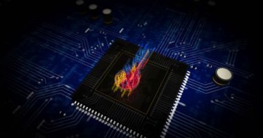 Siber güvenlik anahtarı gelecekteki hologram 3D canlandırma. Soyut dijital giriş arkaplanı. Dinamik veri şifreleme, bilgisayar koruması ve internet güvenliği kavramı.