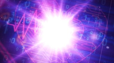 Siber kalp atışı fütüristik illüstrasyon