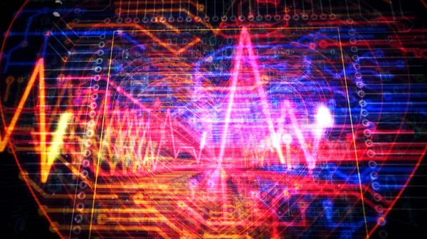 Cyber heart pulse futuristic illustration — Stock Photo, Image