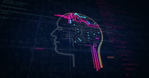 Создание Проекта Искусственного Интеллекта Абстрактная Концепция Кибертехнологий Машинного Обучения Роботов — стоковое видео