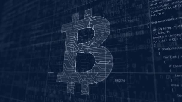 Bitcoin Symbol Projekt Erstellen Abstraktes Konzept Der Blockchain Technologie Internet — Stockvideo