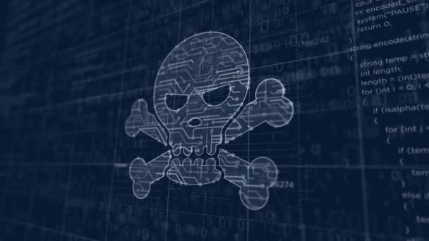 Kyberkriminalita Vytvořením Symbolu Lebky Abstraktní Koncept Darknet Bezpečnost Internetu Kybernetický — Stock video