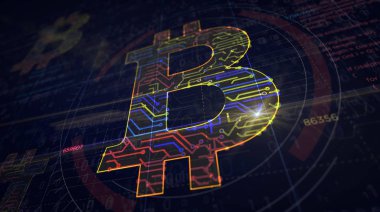 Bitcoin sembolü fütürist çizim