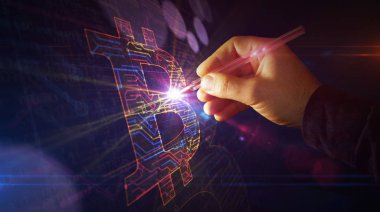 Bitcoin sembolü fütürist çizim