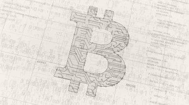 Bitcoin sembolü fütürist çizim