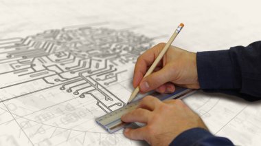 Sibernetik beyin fütüristik çizimi