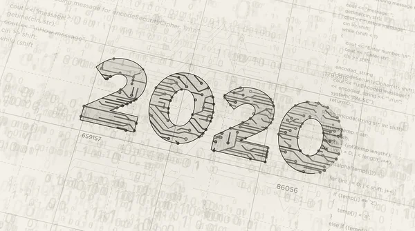 2020 yıllık fütüristik çizim — Stok fotoğraf