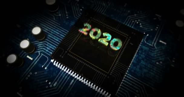 2020 année nombre futuriste hologramme 3D rendu animation. Résumé fond d'intro numérique. Concept dynamique .