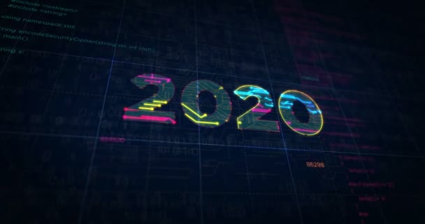 2020 Año Número Creación Proyectos Concepto Abstracto Animación Dibujo Esquema — Vídeo de stock