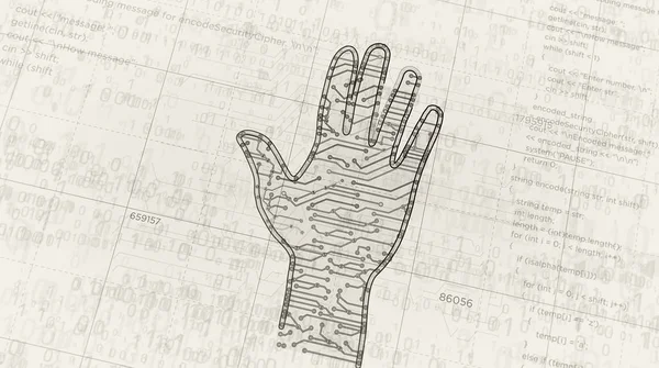 Cyber Hand futuristische Skizze — Stockfoto