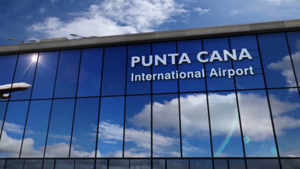 Punta Cana Dominik Cumhuriyeti Iniş Yapan Jet Uçakları Animasyonu Canlandırıyor — Stok video