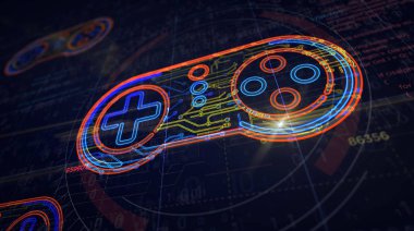 Siber oyun ve esport fütüristik çizimi