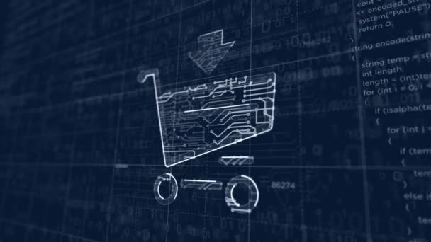 Shopping Cart Symbol Project Creating Abstract Concept Sale Buy Discount Royalty Free Stock Footage
