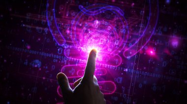 Ampul sembolü fütüristik illüstrasyonlu yeni fikir