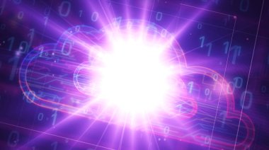 Siber bulut sembolü fütürist illüstrasyon