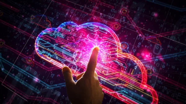 Ilustración futurista de símbolo de nube cibernética — Foto de Stock