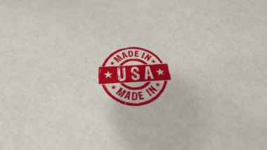 Usa pulu kıvrımlı ve kusursuz animasyon. El damgası darbesi. Fabrika, üretim ve üretim ülkesi 3 boyutlu döngü kavramı.