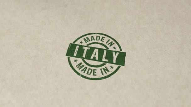 Hecho Italia Sello Estampado Mano Animación Impacto Fábrica Fabricación Producción — Vídeos de Stock