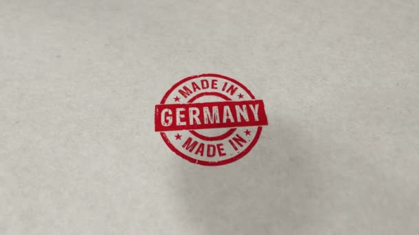 德国制造的邮票易碎无缝动画 手印冲击 制造和生产国家3D渲染循环概念 — 图库视频影像