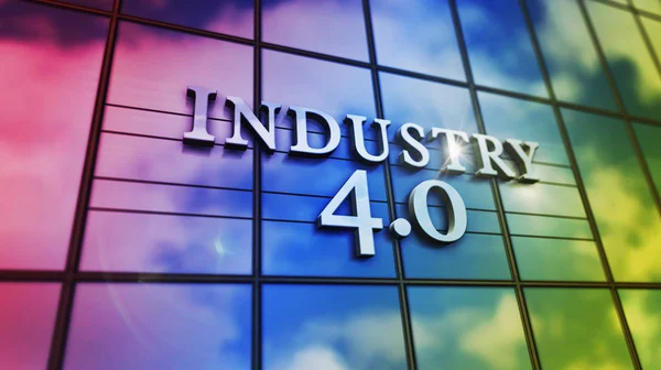 Industry 4.0 glass mirrored building — Stock Photo, Image