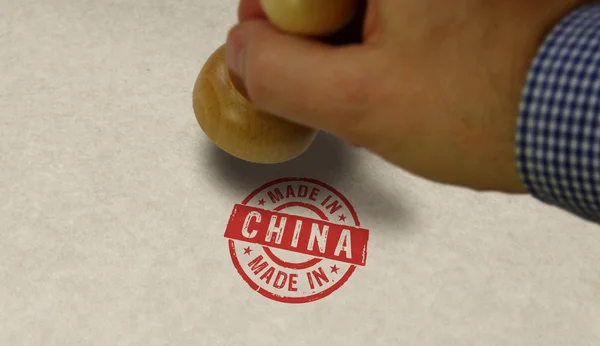 Made in China stamp and stamping — ストック写真