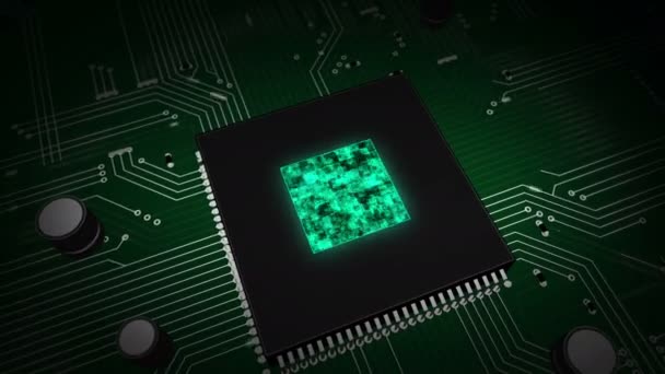 Industrie 4.0 hologramme lumineux sur cpu de travail en arrière-plan. Concept moderne et futuriste d'innovation, de cybertechnologie, d'entreprise, d'automatisation et de production robotisée Animation 3D .