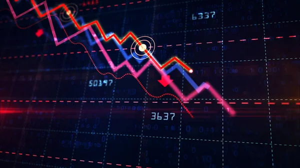 Crisis y mercados bursátiles abajo gráfico —  Fotos de Stock