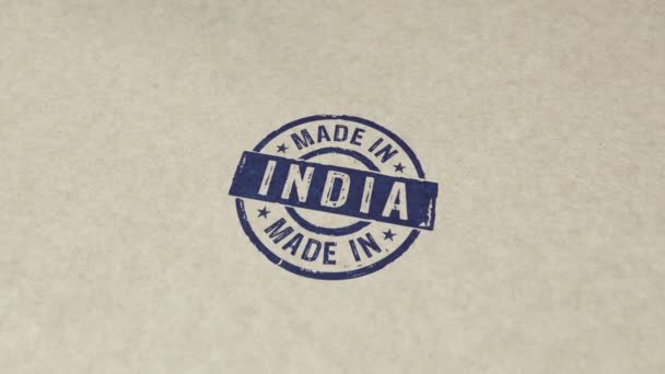 Hecho India Sello Estampado Mano Animación Impacto Fábrica Fabricación Producción — Vídeos de Stock