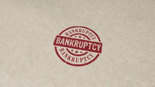 Sello Bancarrota Animación Impacto Estampación Manual Crash Empresarial Deuda Finanzas — Vídeo de stock