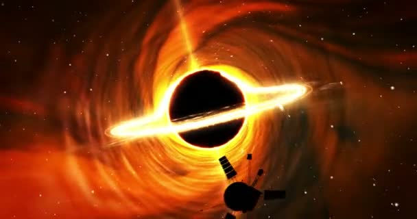 Исследование Черной Дыры Космическим Кораблем Вихрь Центре Галактики Массивным Объектом — стоковое видео
