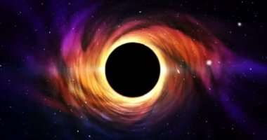 Kara delik uzayda dönen maddeyi emer. Galaksi merkezindeki Girdap karanlık büyük nesnenin etrafında. Yerçekimi, astronomi araştırması, evren, bilim, derin evren, astrofizik ve bilim kurgu soyut kavramı..