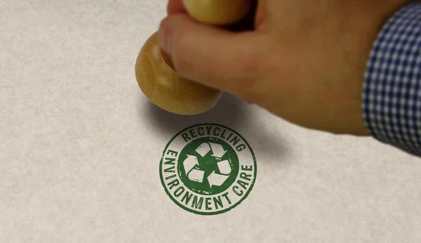 Recycling stamp and stamping — Stock Photo, Image
