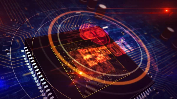 CPU on board with esport cyber games hologram — Zdjęcie stockowe