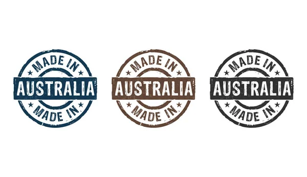 澳大利亚制造的邮票图标色彩很少 制造业和生产国家概念3D渲染说明 — 图库照片