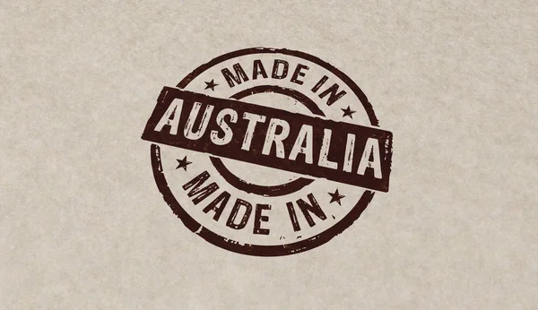 Made Australia Stamp Icons Few Color Versions Factory Manufacturing Production — Stock Photo, Image