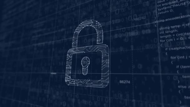 Siber Güvenlik Asma Kilit Projesi Oluşturuluyor Nternet Güvenliği Güvenlik Duvarı — Stok video