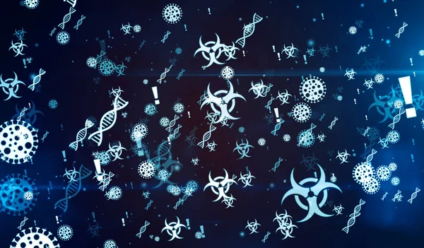 Virus Coronavirus Pandémie Virale Épidémie Infection Science Santé Covide Symboles — Photo